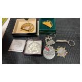 Group of railroad key chains , ornaments