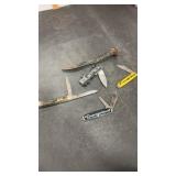 4 folding knives & forged fixed blade from