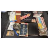 Misc. Railroad items.  Rule book, tin can, cards,