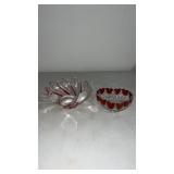 Mikasa Red swirl candy dish /bowl with scalloped