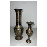 Large and small black and gold flower  etched