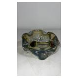 MCM blue and orange ashtray / trinket dish