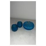 Indiana glass blue diamond point blue glass candy