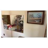 Mirror aprox. 48"x30", clock, & more