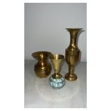 3 brass vases
