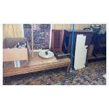 Wooden bed headboard , coffee table and more