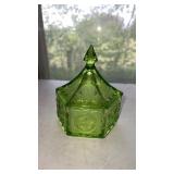Indiana glass tiara Eagle and stars green candy