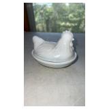 White milk glass nesting hen