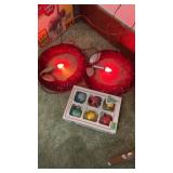 2 vintage red cellophane lighted wreaths working