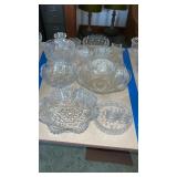 Group of clear glass/crystal  decorative dishes