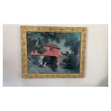 Picture 32"x26" and bird clock untested