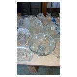Group of clear glass/crystal  decorative dishes