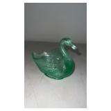 Fenton green  glass swan dish