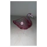 Fenton  purple/pink glass swan dish