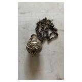 Vintage Silver Tone ornate perfume bottle pendant