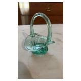 Vintage Fenton Art Glass Miniature Basket in Sea