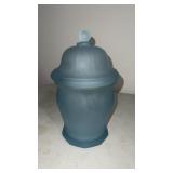 Indiana glass satin frosted blue apothecary