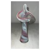 Art glass base pink swirl