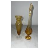 Mid century amber swung  vase and more