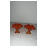 2 Viking glass Amberina persimmon orange 6petal