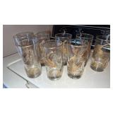 Libbey gold and white wild geese 10 oz high ball