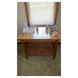 Hand made Small wood table approximately  34.5 x