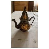 Vintage Brass Moroccan Style Teapot hand engraved