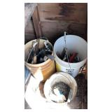 5 gallon buckets with miscellaneous tools