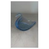 Fenton blue glass swan dish