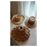 3 wicker hats
