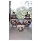 3 Vintage Japanese ginger jars with lid