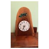 Handmade clock with John Deere sticker aprox.