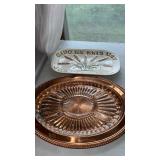 Copper and glass relish platter and more