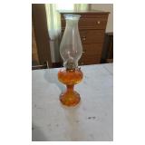 Vintage Amber Glass Kerosene Oil Lamp with Clear
