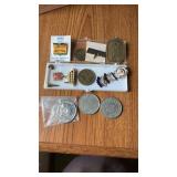 Misc. Group of pins, medallions, & more