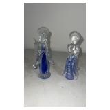 Vintage art glass praying angel clear blue