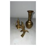 Brass bird figure , vase and more
