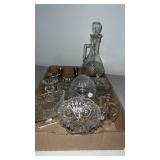 Group of clear glass decorative dishes