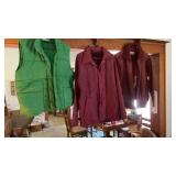 Medium 1 green vest & 2 maroon jackets