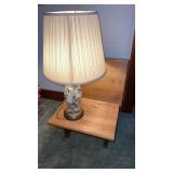Lamp with seashell base  and wooden seat.  Seat