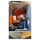 Misc. Tote of house hold goods. Mugs, Tumblers, &