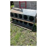 10 hole chicken nester.  Galvanized tin with wood