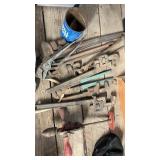 Group Pipe wrenches, hand drill and more