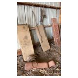 Wood and iron scraps , sand paper and mire