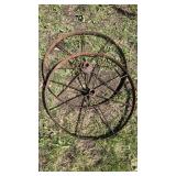 2 Antique Used Wagon Wheels.  Yard Art