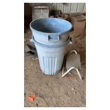 2 Plastic Trash Cans & Foot Stool