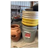 5 gallon buckets and strawberry  pot