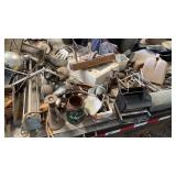 Misc group of weather vane, car parts, tractor