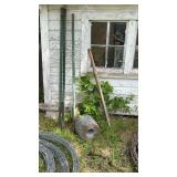 3 T post, tight roll of bar wire Unknown length,
