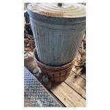 Metal trash can, 2 baskets, and more